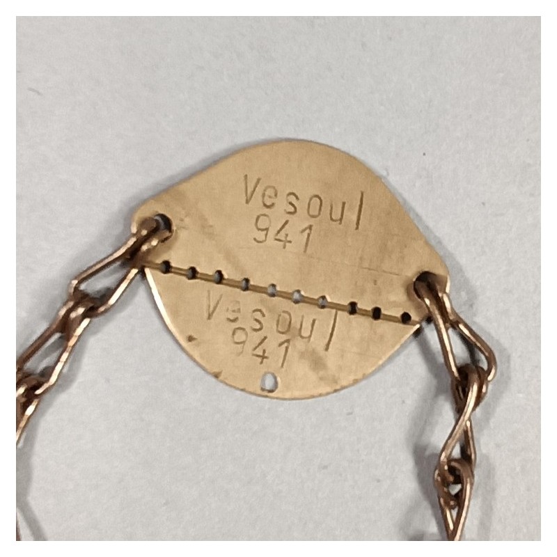 PLAQUE D'IDENTITE MILITAIRE TROUPE MODELE 1918 BOLOPION JULES CLASSE 1918 MATRICULE 941 A VESOUL SOLDAT